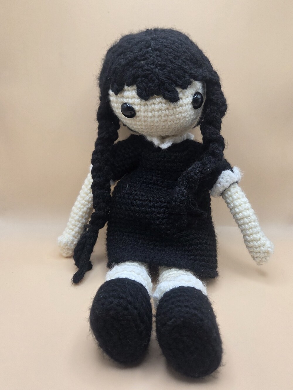 Wednesday Addams Handmade Knitted interior doll Large